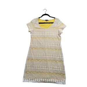 Tiana B. Yellow & White Floral Lace Sheath Dress - Size L